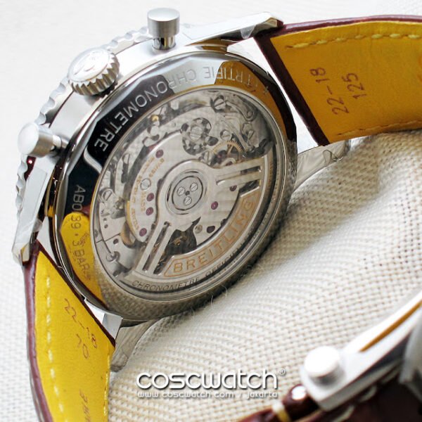 breitling navitimer b01 silver leather back