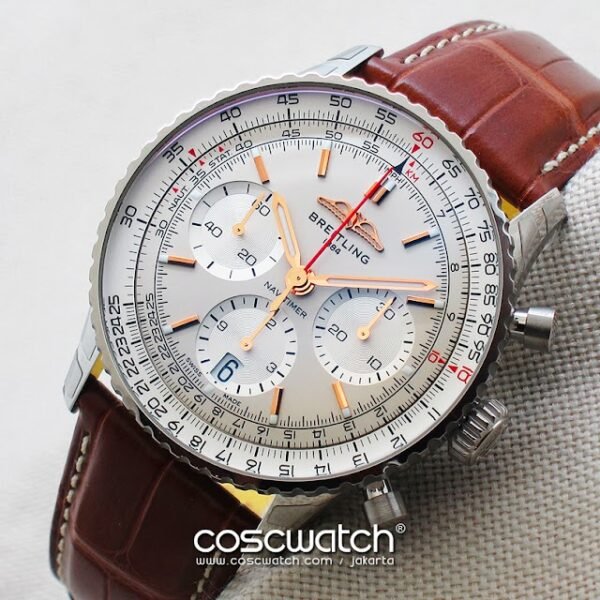 breitling navitimer b01 silver leather front