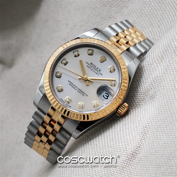 rolex datejust 31 diamond yellow front