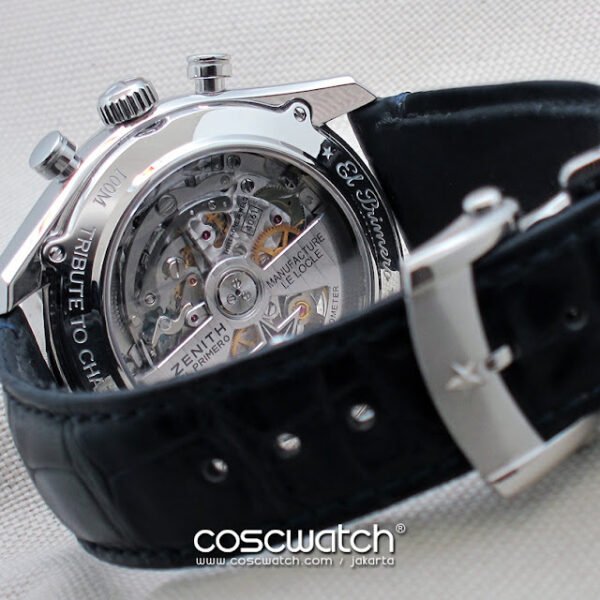zenith open case blue dial back