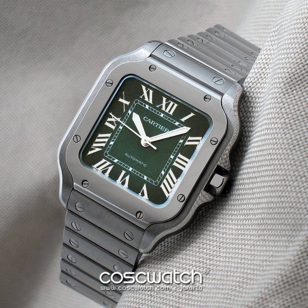 cartier santos 100m green front